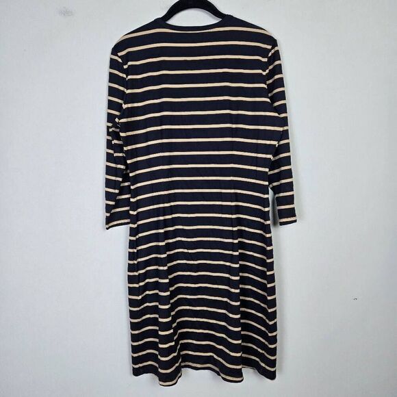 J Mclaughlin Womens Catalina Cloth Henley Dress Size Large Black Striped Coastal - Picture 2 of 7